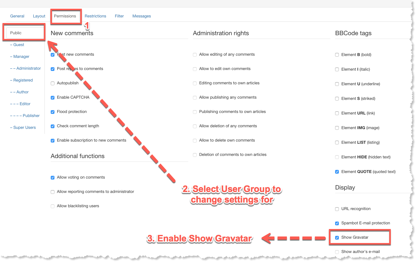 Enable Show Gravatar for User Group