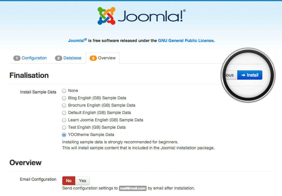 Joomla installation overview
