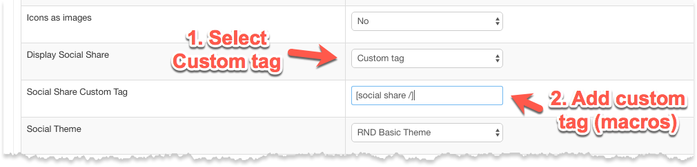 Custom Tag to Display Custom Social Share