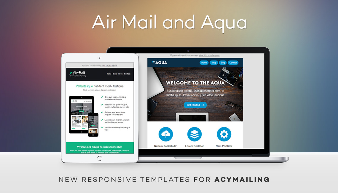 Air Mail And Aqua New Responsive Templates For AcyMailing