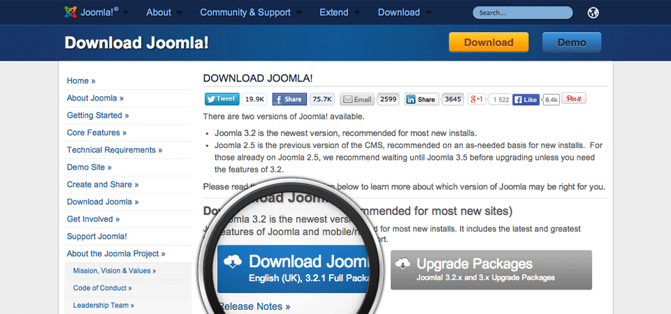 Download Joomla package