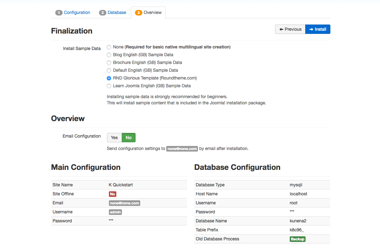 Joomla installation - Step 3