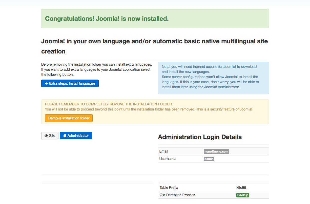 Joomla installation - Step 4