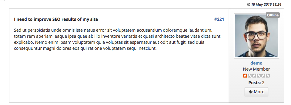 Kunena template - right profile position