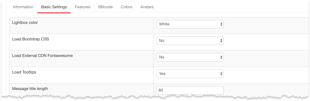 Kunena template - Basic settings