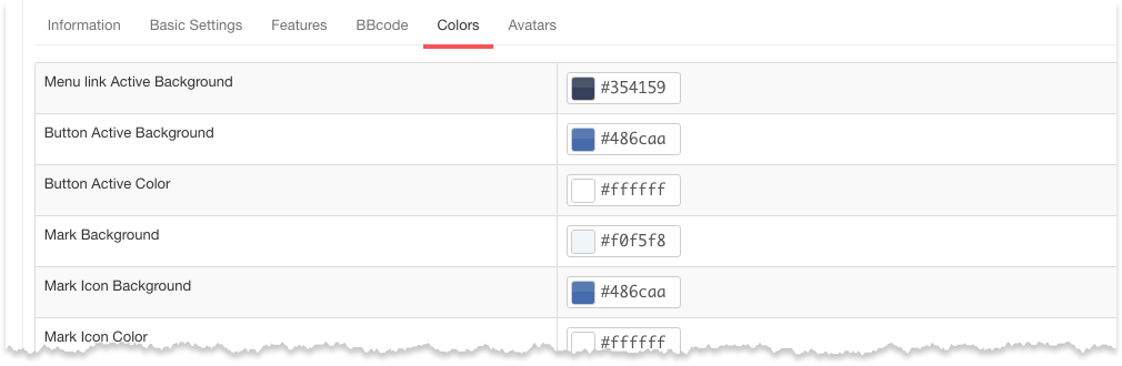 Kunena template - Colors settings