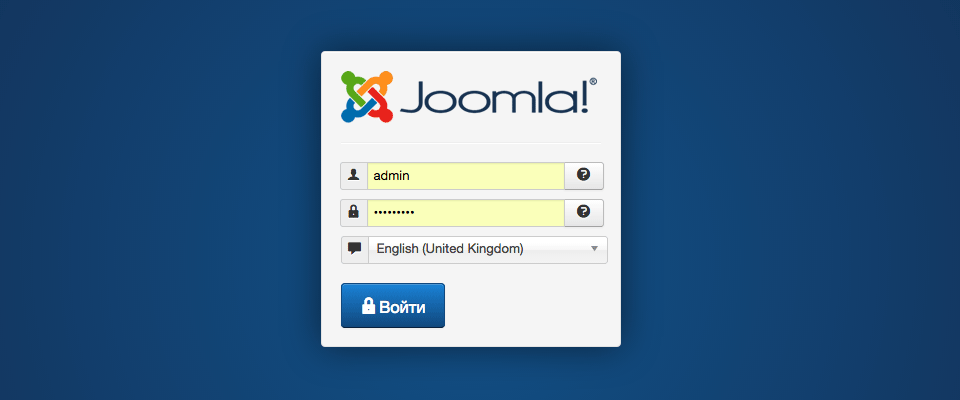 Log in to Joomla back-end