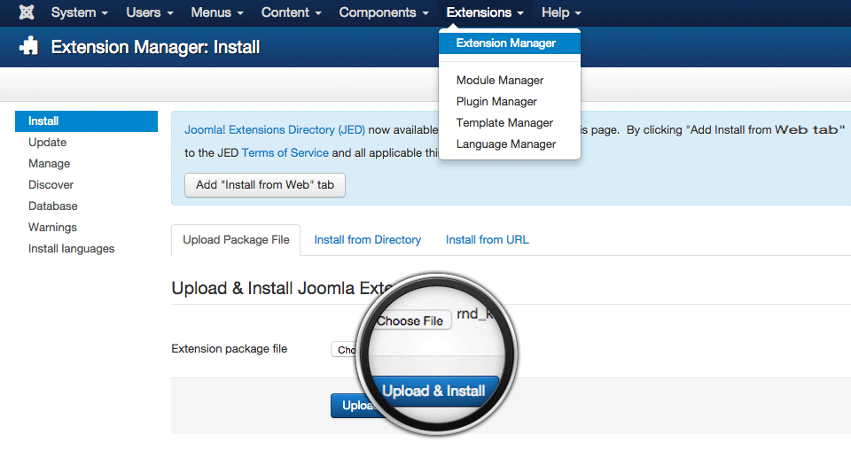 Installing Kunena template as typical Joomla extensions