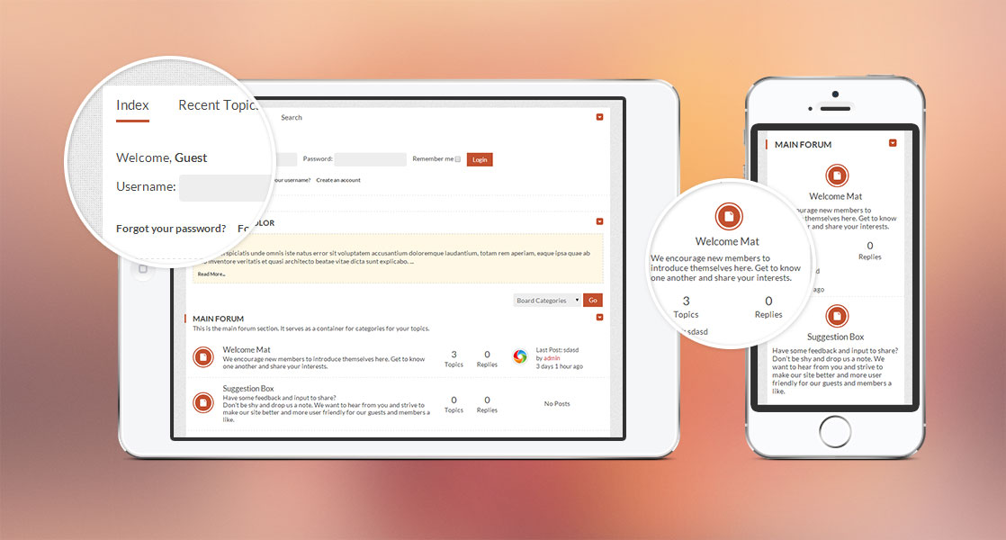 Responsive Kunena template called Kascetic