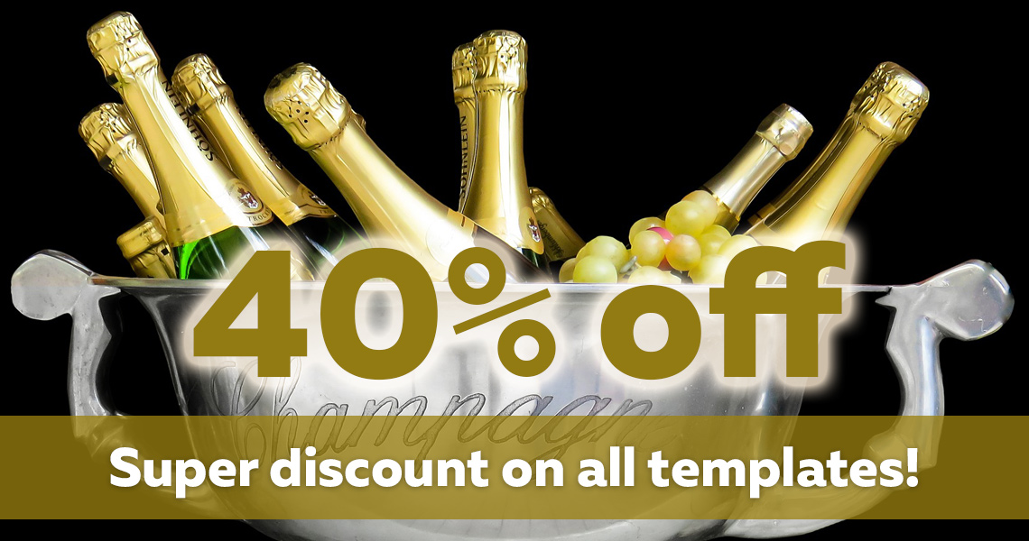 Super discount! 40% off on all templates