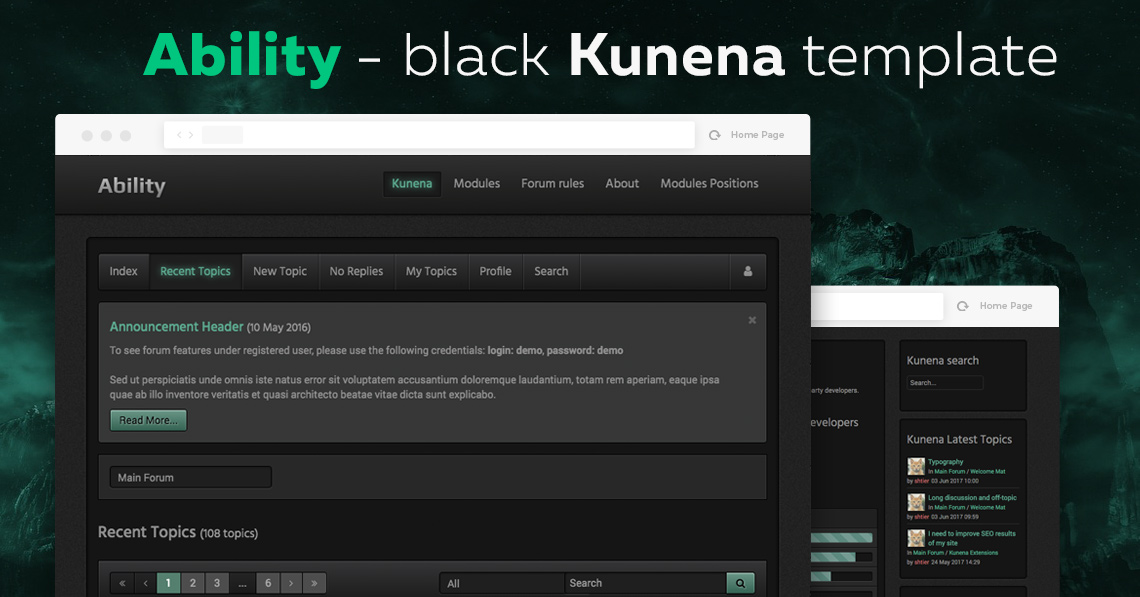 RND Kability Black Template is compatible with Kunena 5.1
