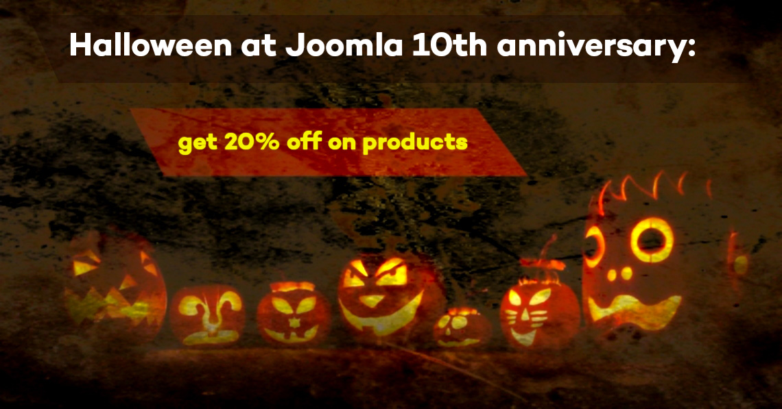 Halloween at Joomla 10th anniversary: get 20% discount on any plans and get bonuses from partners!