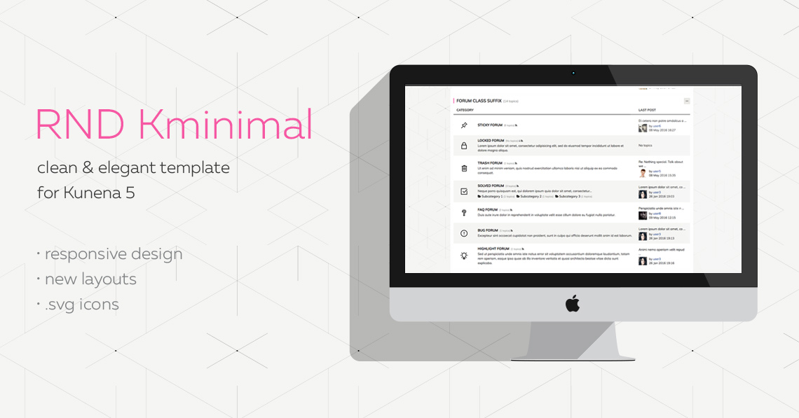 RND Kminimal template updated to ver.2.0 and is compatible with Kunena 5.1