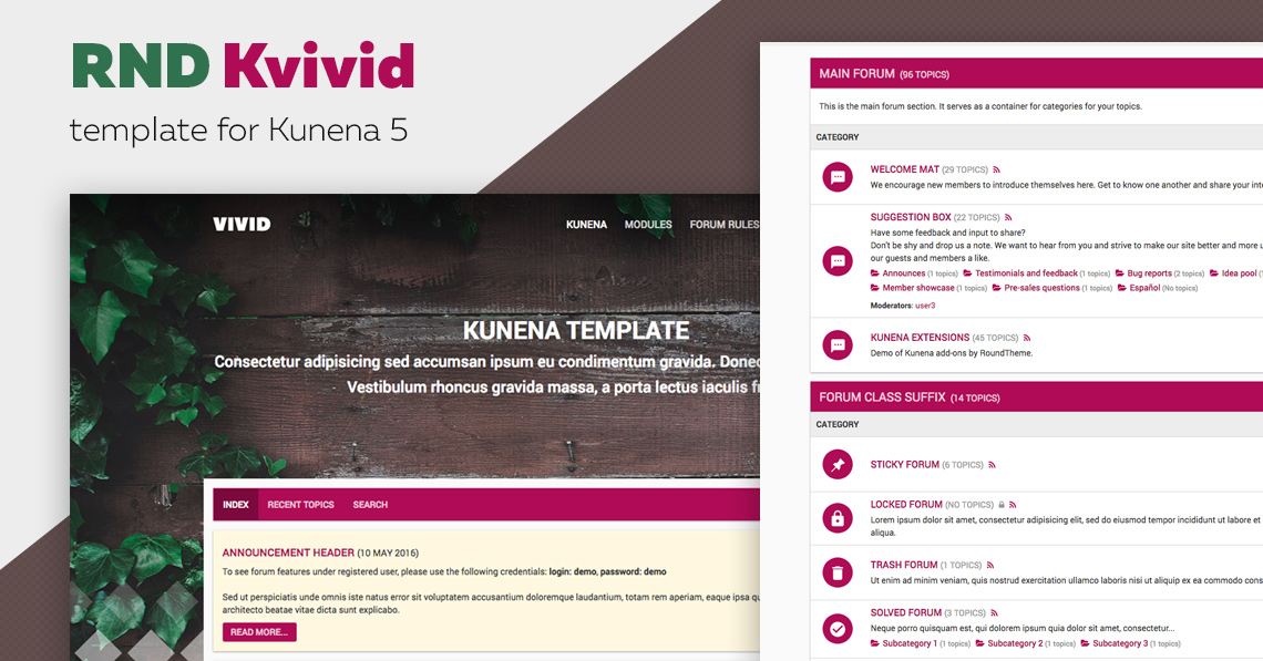 RND Kvivid 2.0 - template update. Now it is Kunena 5.1 compatible